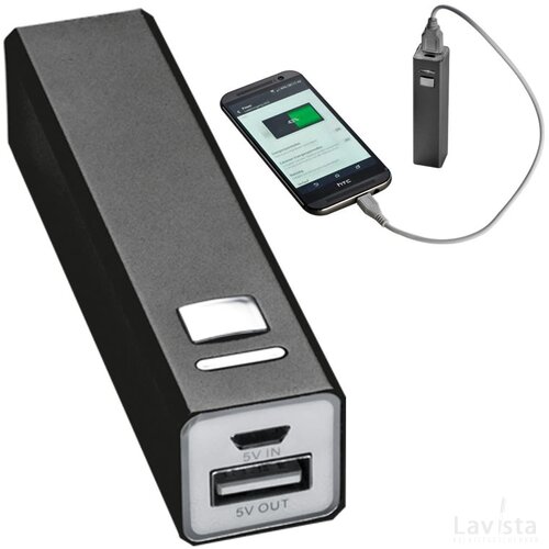 Powerbank, metaal Mirow zwart