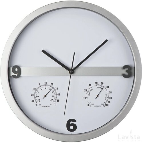 Wandklok met half bedrukbaar display Moers grijs silvergrey zilvergrijs