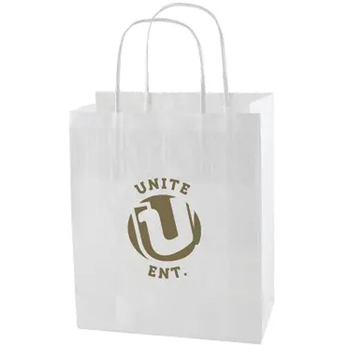 Papieren tas wit en bruin 180 x 220 x 80 mm. wit