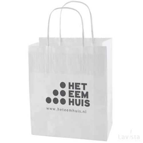Papieren tas 320 x 410 x 120 mm. wit en bruin wit
