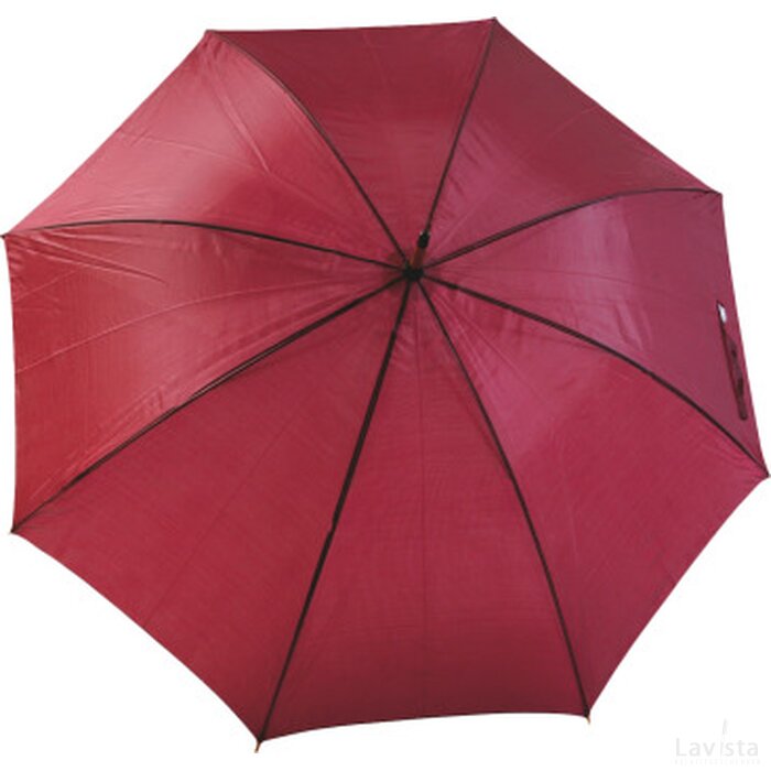 Paraplu met houten steel en polyester 190T donkerpaars