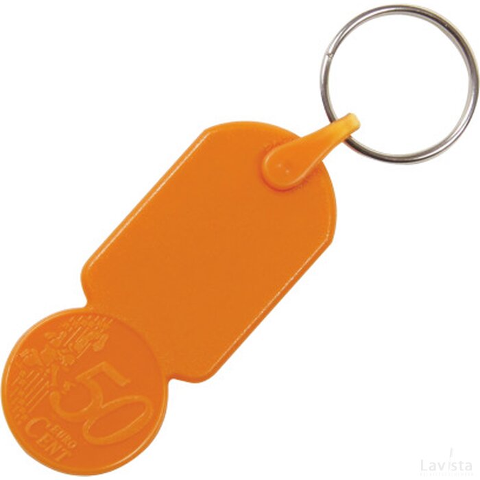 Sleutelhanger winkelwagenmuntje € 0,50 oranje