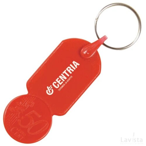 Sleutelhanger winkelwagenmuntje € 0,50 rood