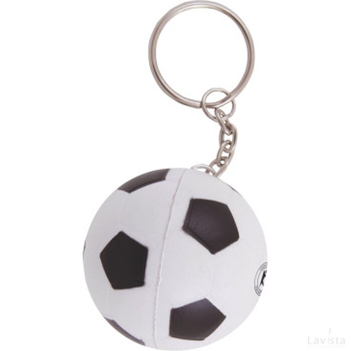 Anti-stress Voetbal met sleutelhanger wit/zwart