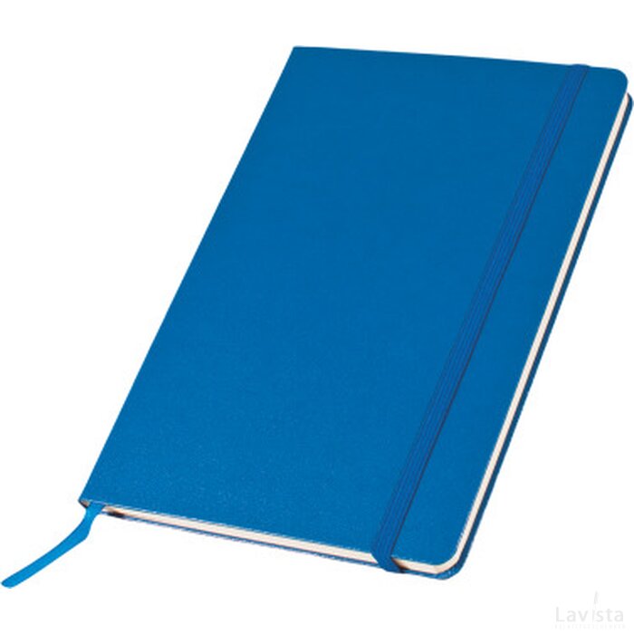 Notitieboek A5 met elastiek, leeslint en opbergvak, 80 pagina`s donkerblauw