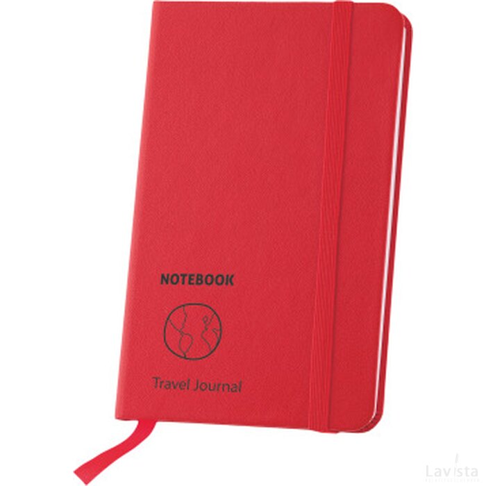 Notitieboekje A6 met elastiek en leeslint, 80 pagina`s rood
