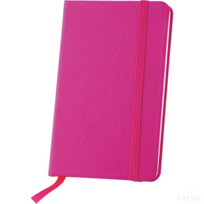 Notitieboekje A6 met elastiek en leeslint, 80 pagina`s roze