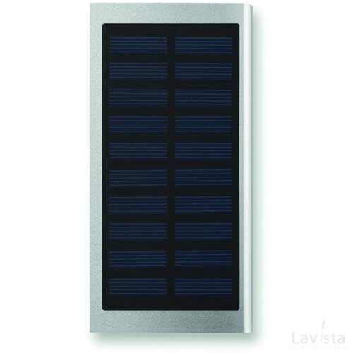 Powerbank 8000 mah Solar powerflat mat zilver