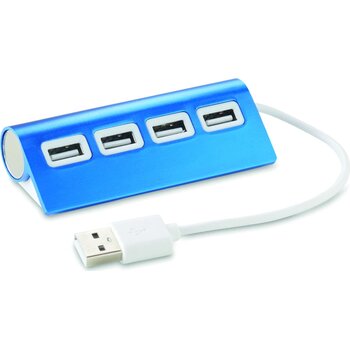 Usb hub 4 poorten Aluhub blauw