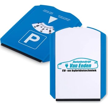 Parkeerkaart met ijskrabber Park & scrap blauw