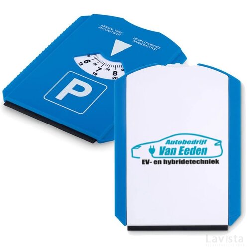 Parkeerkaart met ijskrabber Park & scrap blauw