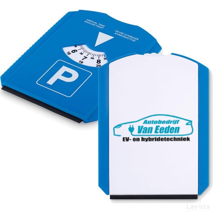 Parkeerkaart met ijskrabber Park & scrap blauw