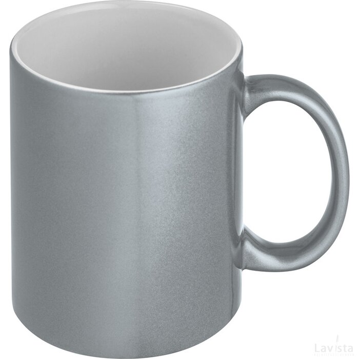 Metallic glanzende koffiemok Trebbin zilver