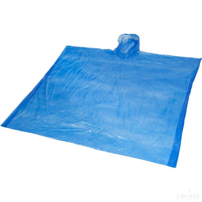 Ziva wegwerp regenponcho met opbergtasje koningsblauw Koningsblauw