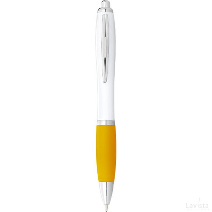 Nash balpen met witte houder en gekleurde grip Wit,geel Wit, Geel Wit/Geel