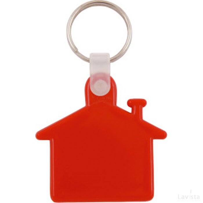 Plastic sleutelhanger “huis” Rood