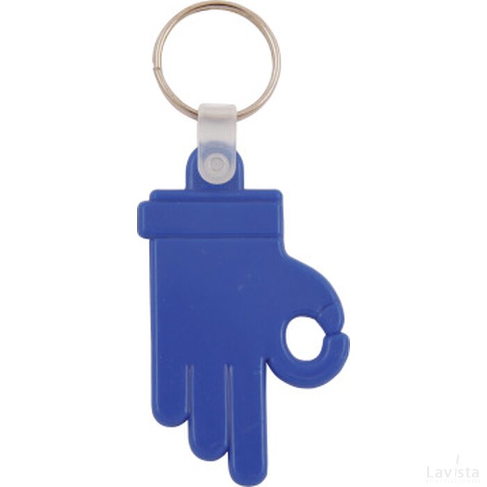 Plastic sleutelhanger OK “hand” Blauw