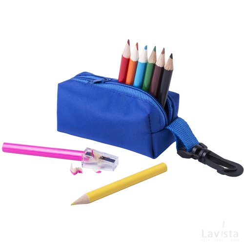 Setje kleurpotloden in hoes Blauw