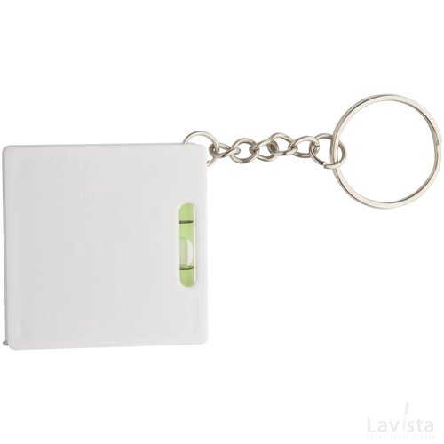 Sleutelhanger rolmaat met waterpas Wit