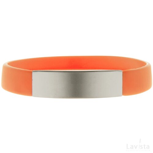 Siliconen armbandje met aluminium plaatje Oranje