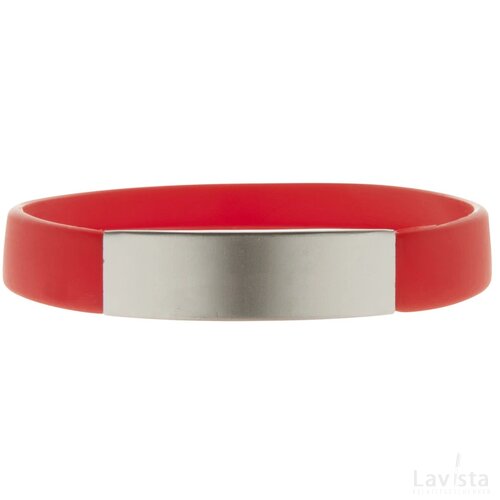 Siliconen armbandje met aluminium plaatje Rood