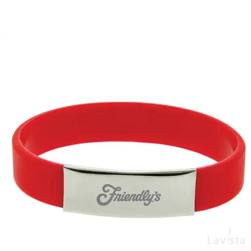 Siliconen armbandje met aluminium plaatje Rood