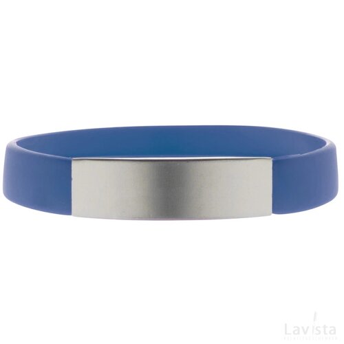 Siliconen armbandje met aluminium plaatje Blauw