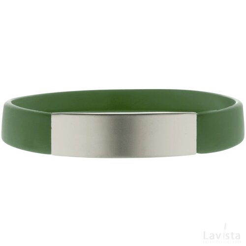 Siliconen armbandje met aluminium plaatje Groen