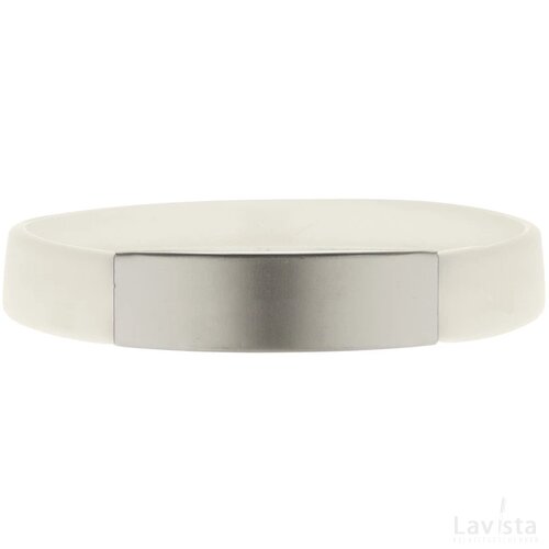 Siliconen armbandje met aluminium plaatje Wit