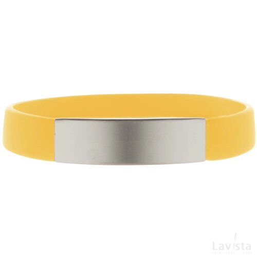 Siliconen armbandje met aluminium plaatje Geel