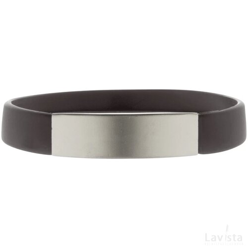 Siliconen armbandje met aluminium plaatje Zwart
