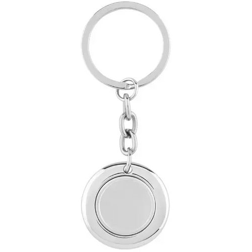 Sleutelhanger Flat ring glanzend zilver