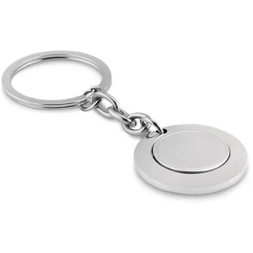 Sleutelhanger Flat ring glanzend zilver