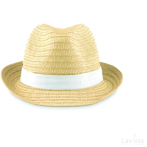 Strohoed naturel Boogie wit