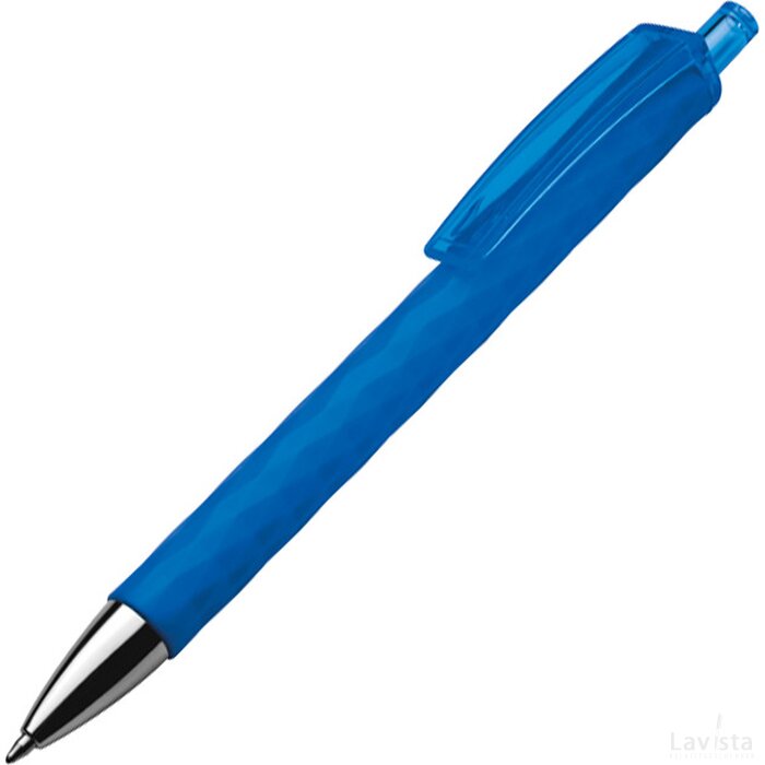 Kunststof pen met reliëfpatroon blauw