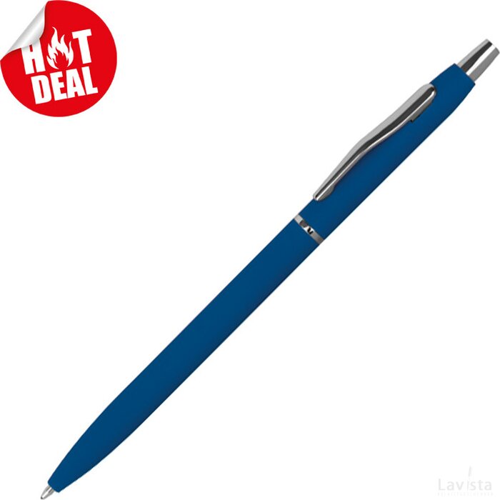 slanke rubbercoated pen blauw