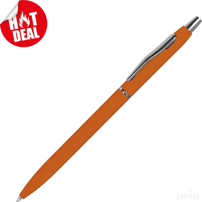 slanke rubbercoated pen oranje