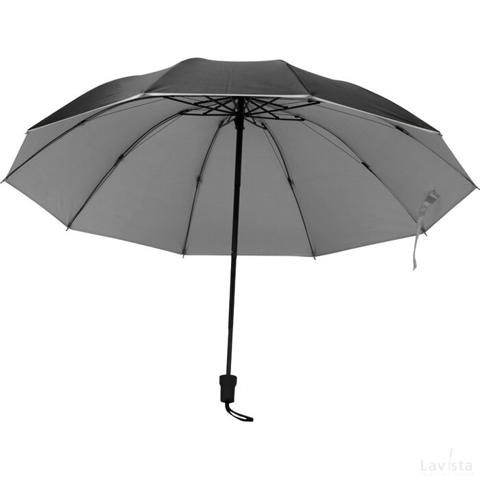 Paraplu met zilverkleurige binnenkant zwart