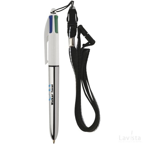 BIC® 4 Colours Shine balpen + Lanyard