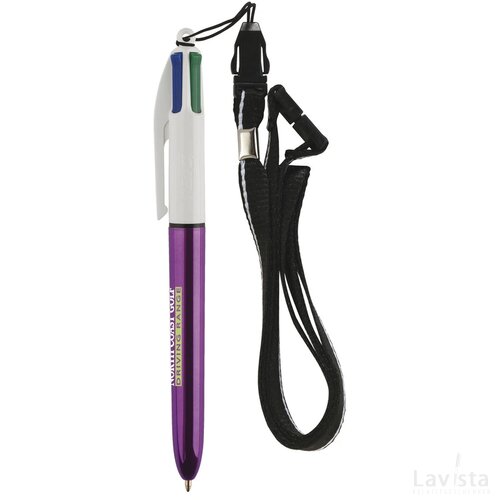 BIC® 4 Colours Shine balpen + Lanyard
