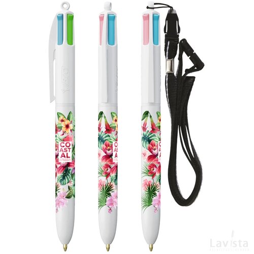 BIC® 4 Colours Fashion balpen + Lanyard