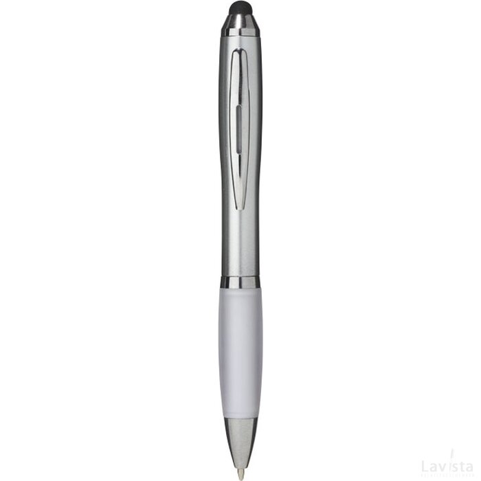Nash stylus balpen met zilveren houder en gekleurde grip Wit Zilver,Wit Zilver, Wit Zilver/Wit