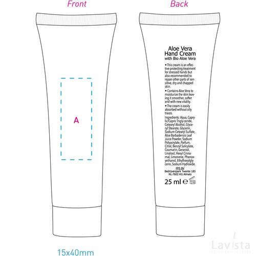 Tube 25 ml Aloë Vera handcrème wit