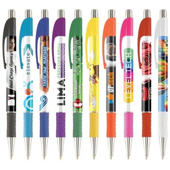 DIA balpen met gripzone in full colour all over bedrukt geel