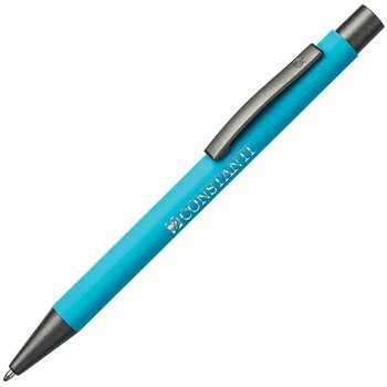 BARBADOS soft touch balpen met lasergravering cyaan BARBADOS soft touch balpen met lasergravering cyaan