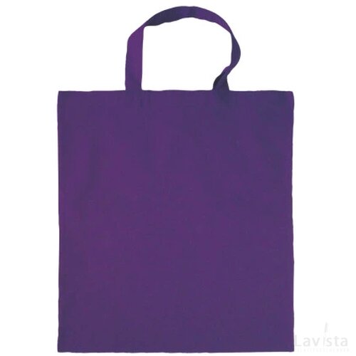 Katoenen draagtas gekleurd met korte hengsels 136 gr/m2 donkerpaars