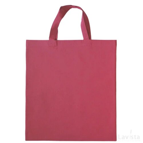 Katoenen draagtas gekleurd met korte hengsels 136 gr/m2 roze