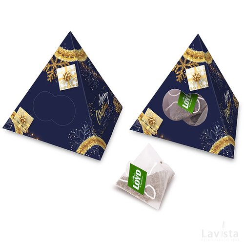 10 Pyramidetheezakjes in Pyramidedoos tot in full colour custom made