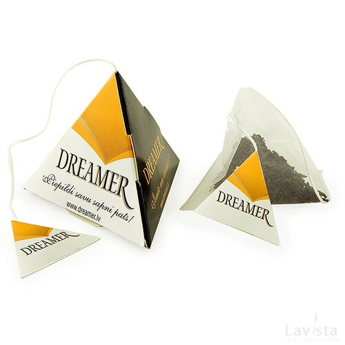1 Pyramidetheezakje in Pyramidedoosje opdruk tot in full colour custom made