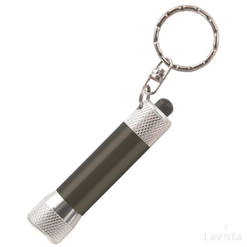 Zaklamp LED sleutelhanger met batterijen inclusief lasergravering antraciet